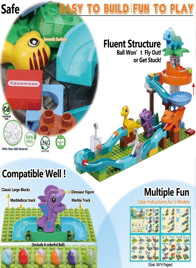 COUOMOXA Dinosaur Marble Run Building for Kids: 3 4 5 6 7 8 Years Old Kids Dinosaur Building Blocks Toys - Preschool Montessori Game Compatible with Major Brands for Boys Girls - Image 5